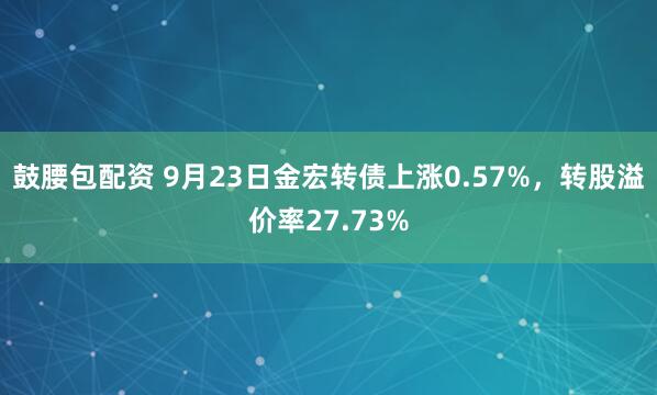 鼓腰包配资 9月23日金宏转债上涨0.57%,转股溢价率27.73%